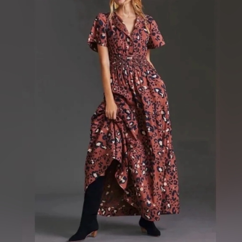 Maeve Rust Leopard Print Maxi Dress